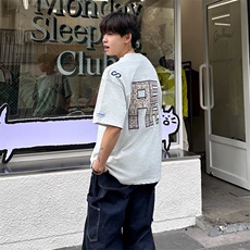 万针全刺绣工艺抖音得物高品质260克重磅纯棉双纱美式高街短袖T恤，男装T恤，电商A486