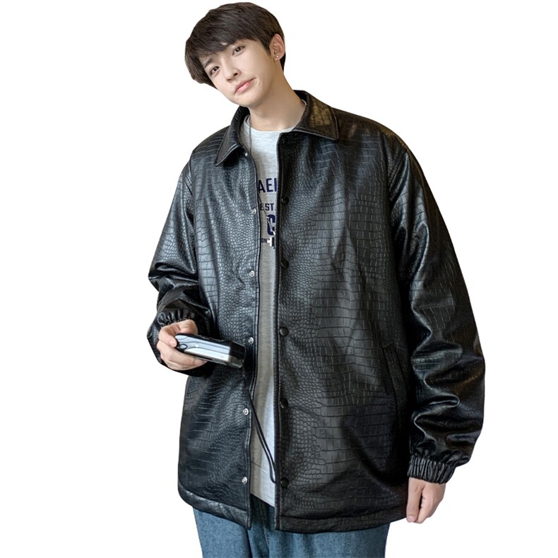 PU皮衣外套男加棉加厚潮流痞帅机车皮夹克A436-970-P110控价158,男装皮衣,电商A436