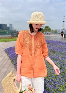 纯苎连衣裙小衫裤子裙子衬衣 时尚风 风淑女风休闲风,女装连衣裙,川哲