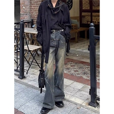 潮流时尚慵懒原宿牛仔裤流行气质日系ins百搭文艺简约新款NZB3174，男装牛仔裤，星座516A