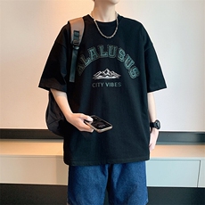2025春夏新款300克双纱纯棉立体印花短袖T恤A158-T2532-P28特价，男装T恤，电商A158