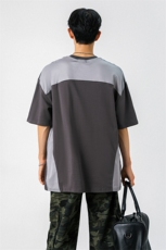 凉感双色拼接设计羽毛球球服大码M-5XL短袖T恤男DX78029P50控78，男装T恤，星座226-1