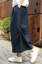 棉麻清新纯色2025年夏季中长款文艺半身裙百搭时尚气质优雅潮流，女装半身裙，风姿绰