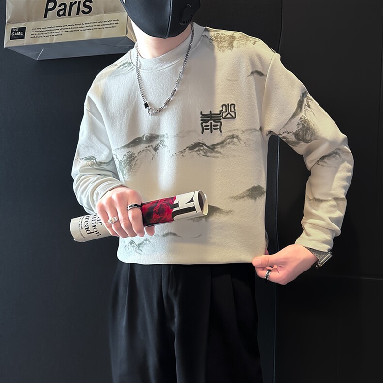 泰山印花刺绣卫衣男高级感社会小伙外套B323-WY13B-P65控95,女装短外套,星座301C（原B323）