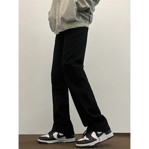 B221美式高街水泥灰弹力直筒牛仔裤LK24146-P60控79 加绒P70控99图片
