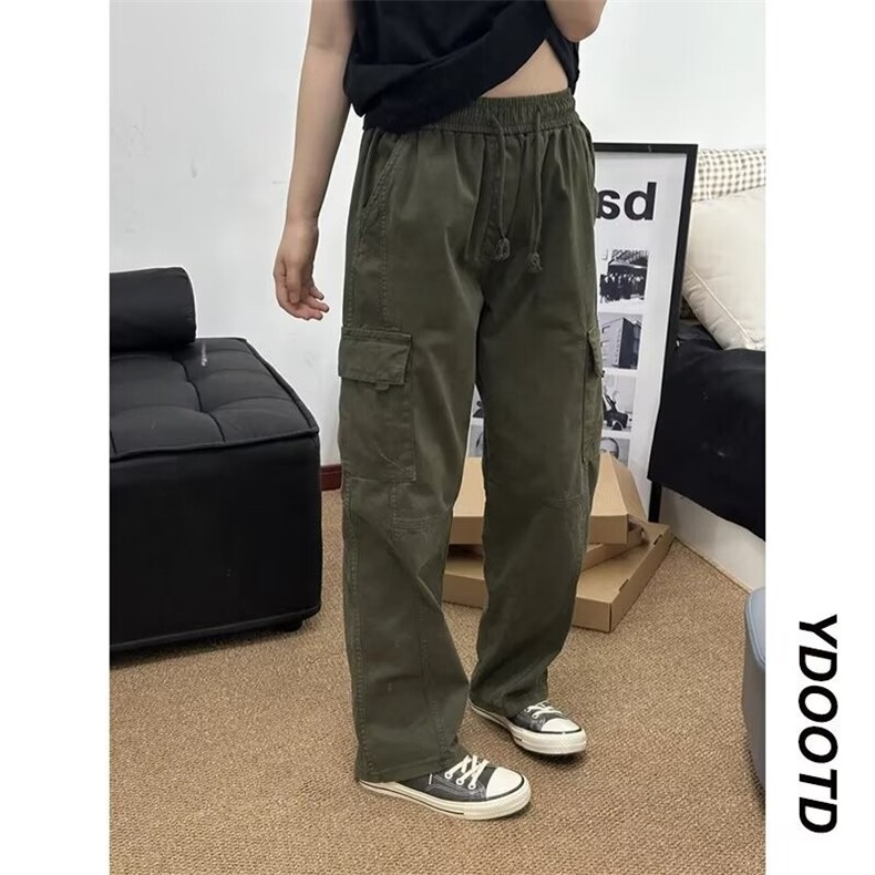 美式潮牌痞帅大口袋工装裤男秋冬宽松直筒裤百搭休闲裤K6689-P53,男装工装外套,星座412-1