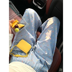 【网图】多巴胺穿搭裤子男女夏季波点格纹慵懒长裤KZ221CC-特P35，男装休闲裤，星座1007（原301D）