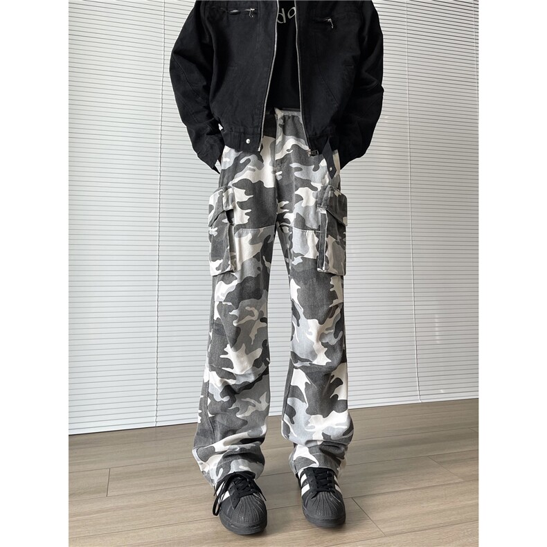 【现货】XZ612-BK01-P65秋冬新款美式复古大口袋工装迷彩休闲裤,男装工装外套,星座612