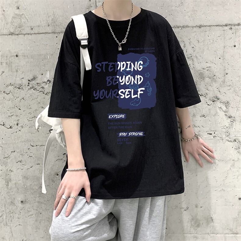 YT26345-P30亚麻短袖t恤男大码五分袖男宽松七分袖大皂风模特,男装T恤,电商A040