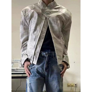 高品质 小众高级感机车皮衣外套男宽松垫肩PU皮夹克LHT922-P95图片