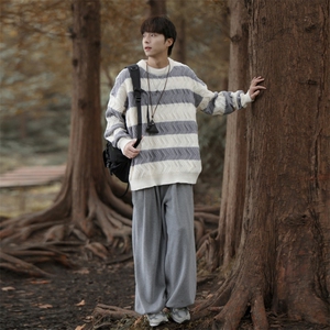 cityboy！条纹毛衣男士加厚麻花线衣男针织衫男XH03-P60图片