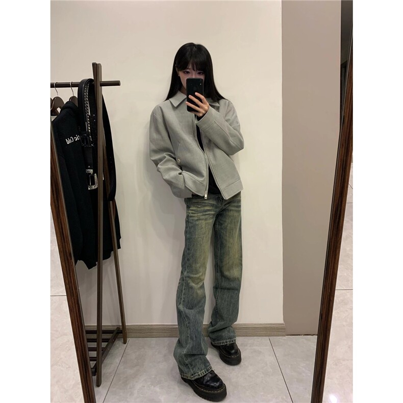 欧美式复古夹克男女开春初秋季翻领灰色西装外套潮牌BJK984,男装夹克,星座208-5