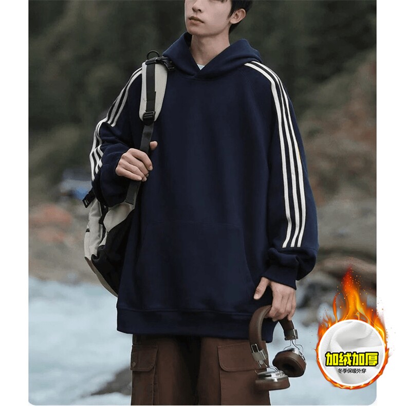 480G重磅加绒硬挺boxy男女秋冬美式高街结构三条杠织带卫衣厚外套，女装短外套，电商A486