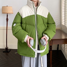 港风潮牌新款拼色立领棉服潮流保暖棉衣M071-P85控118，男装棉衣，星座717