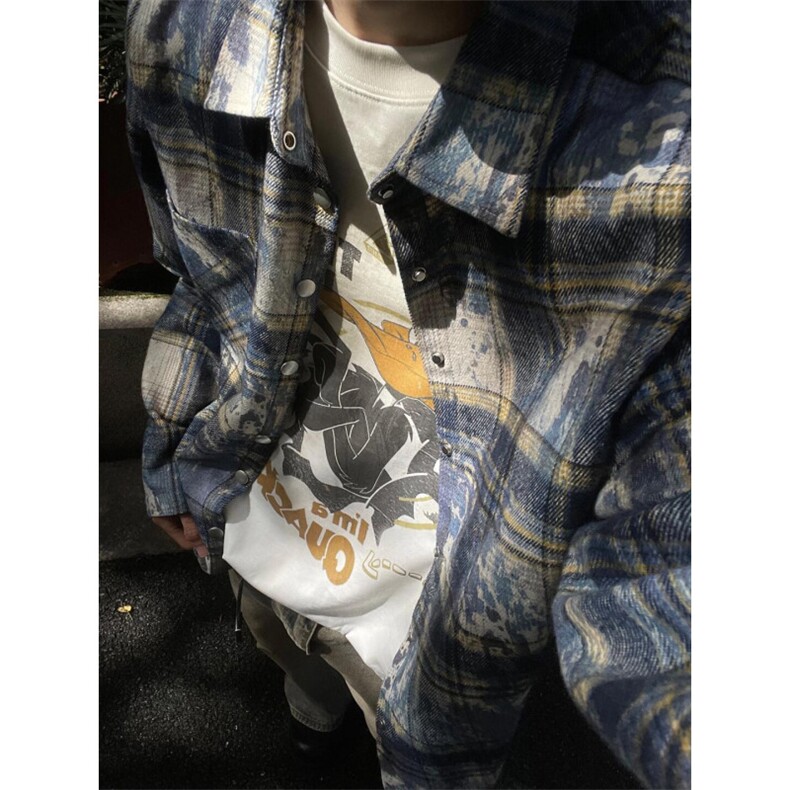 【有货】cleanfit扎染格子衬衫男设计感高级感衬衣C3002LL-特P50图片
