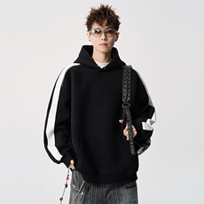得物二开拼接加绒卫衣男连帽套头时尚外套A266-WY90-P50加绒60，女装短外套，电商A266