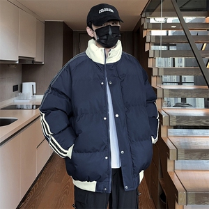 新款宽松棉衣男士立领加厚保暖防寒冬装外套三条杠棉服6667-P60图片