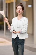 时尚立领唐装短外套女春款新款优雅气质修身显瘦百搭上衣，女装短外套，天丽