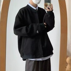 复古简约棒球服外套男生宽松百搭黑色休闲夹克秋冬上衣HHZ13P57，男装夹克，星座1013-5