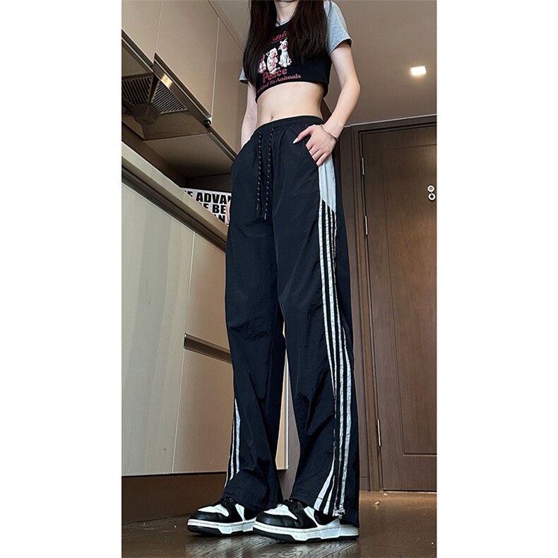现货夏季速干情侣撞色拼接条纹休闲裤女运动长裤男K650-P45控68,男装休闲裤,星座205-5