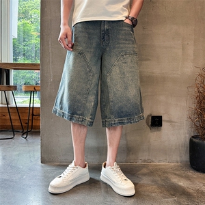 夏季痞帅宽松七分牛仔短裤Z039#-P45图片