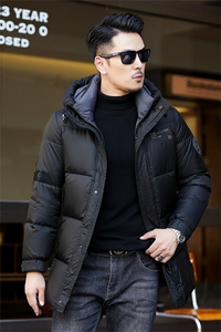 羽绒服男士中长款2026年冬季加厚保暖连帽大衣商务休闲外套中年男图片