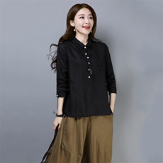 衬衫2021年秋季个性长袖拼接POLO领潮流简约显瘦修身百搭，女装衬衫，叶笙衣