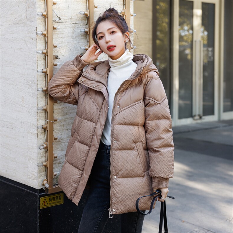羽绒服女2022冬装新款女装韩版时尚中长款白鸭绒保暖外套,女装羽绒服,慧尚依恋