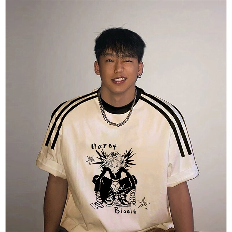夏季美式高街重磅纯棉三条杠织带撞色男女短袖T恤ZD511-特P30,男装T恤,电商A486