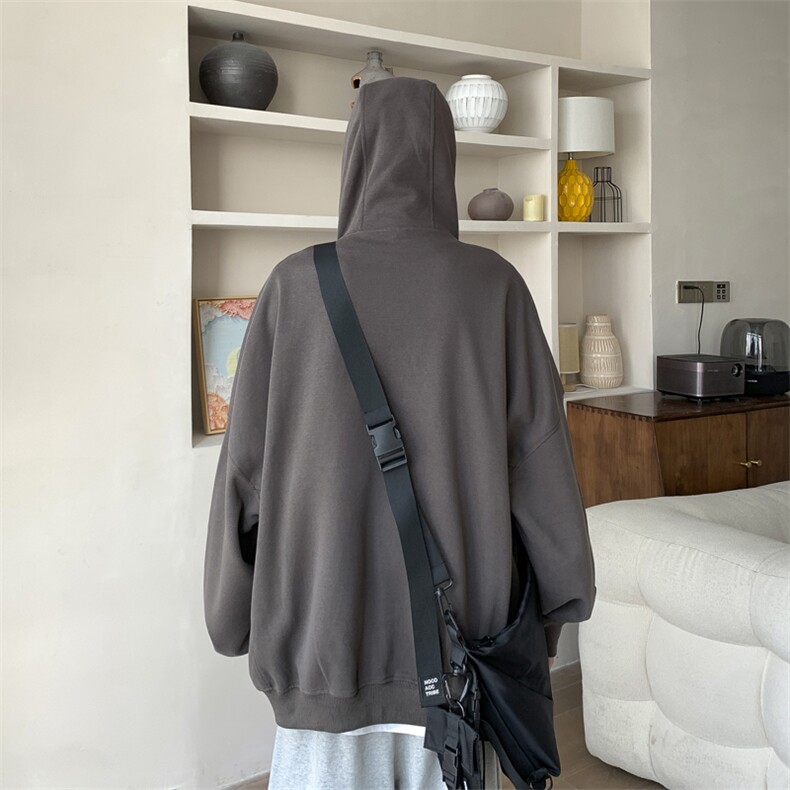 秋季复古廓形徽章连帽卫衣男女生学院风基础款纯色外套,男装卫衣,星座410-6（原星座1304-1）