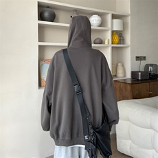 秋季复古廓形徽章连帽卫衣男女生学院风基础款纯色外套，男装卫衣，星座410-6（原星座1304-1）