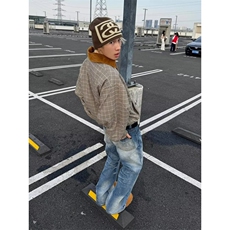 2025美式千鸟格灯芯绒领格纹男女外套廓形宽松复古翻领夹克，男装夹克，四季星座505