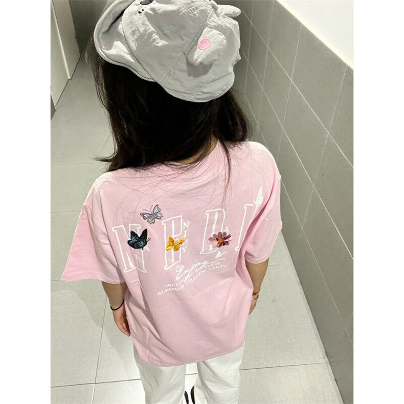 【有货】美式复古花体刺绣短袖t恤男TX6164粉色 黑色 M-2XL 35图片