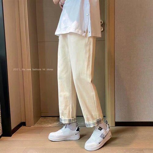 宽松直筒格子阔腿裤子夏季ins韩版潮流痞帅九分休闲裤k023-P28,男装休闲裤,星座1008-2