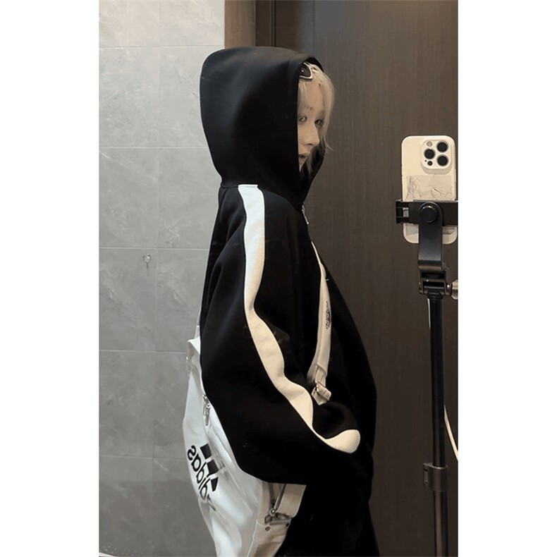 WY843-P55连帽开衫拉链卫衣2025春秋冬季宽松大码长袖上衣外套,女装短外套,星座215-1