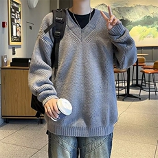 得物品质秋冬款男V领毛衣套头15支高密度鹿毛针织衫外套M5703P55，男装针织衫/毛衣，星座1013-1