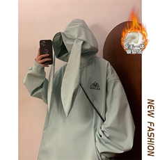 冬款青少年防风防水兔耳朵中性男女保暖银狐绒滑雪服外套M38-P125，男装棉衣，电商A001