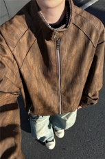 立领皮衣男飞行员皮夹克机车风大码外套JK2122-P80大码元，男装夹克，星座210-1