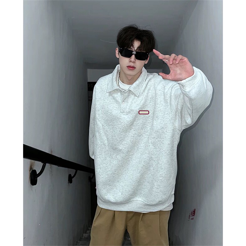 抖音得物高品质印花秋美式高街结构设计POLO翻领卫衣外套AW7701，男装Polo衫，电商A443