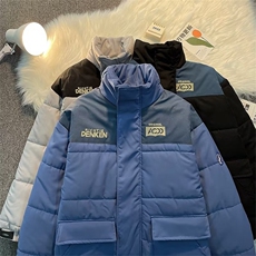 美式拼接立领棉服男女冬季潮牌加厚棉袄ins宽松工装外套TT575P72，男装棉衣，星座1013-5