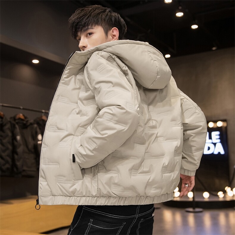 现货足主推短款连帽压花轻薄学生夹克羽绒服面包服班服团体服,男装羽绒服,星座301D-5(原星座1415）