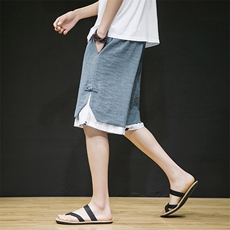 2025夏季新款风拼接仙鹤印花面料休闲短裤DK95-P50，男装牛仔裤，电商B277(原6028)