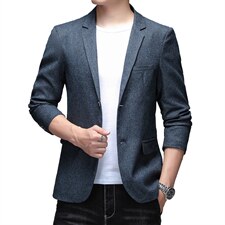 2023春季中青年男士西服纯色商务休闲舒适薄款外套爸爸装上衣图片