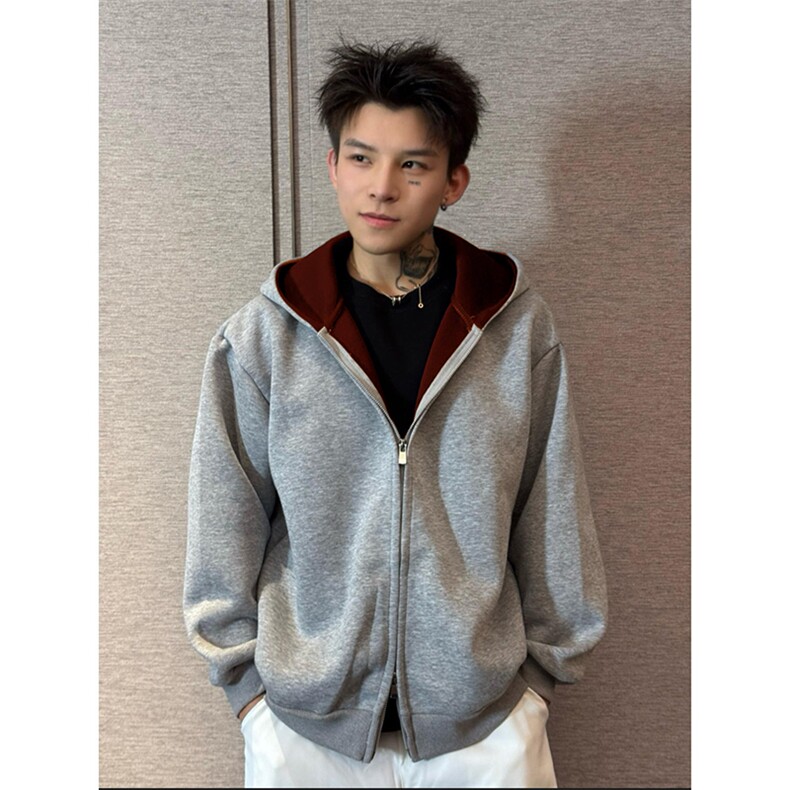 抖音得物品质26春装美式高街重磅结构双层双面卫衣开衫外套XS107,女装短外套,电商A486