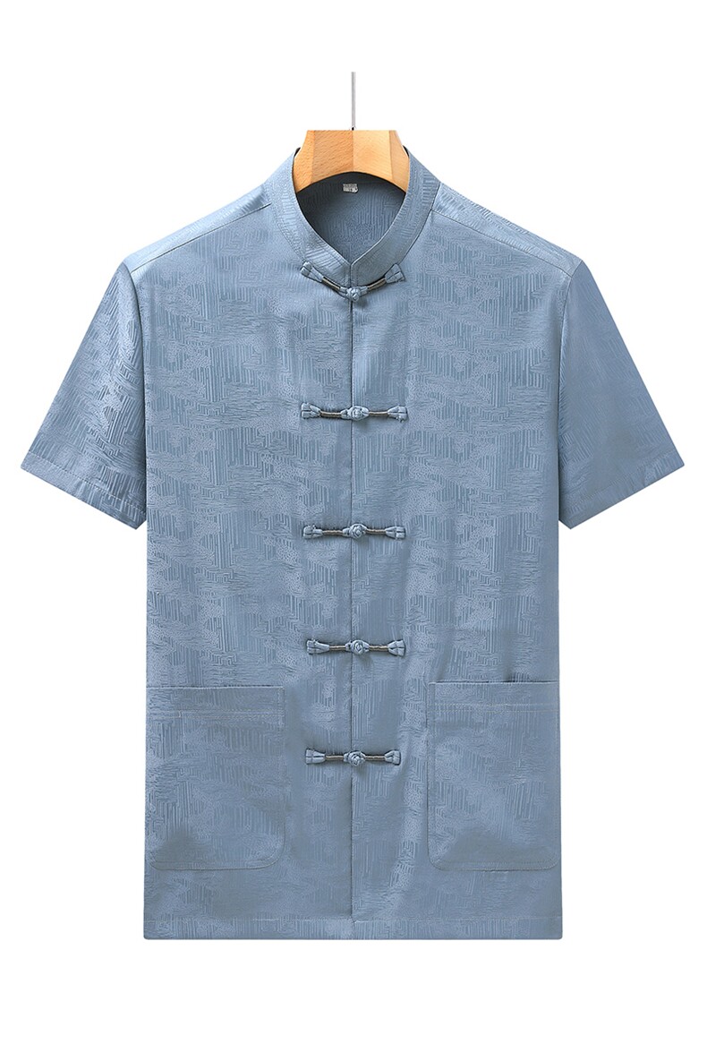 风男士套装衣服短袖唐装汉服夏季暗花纹两件套t恤CM228-P105,男装民族服装,星座1105-3