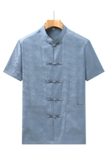风男士套装衣服短袖唐装汉服夏季暗花纹两件套t恤CM228-P105，男装民族服装，星座1105-3