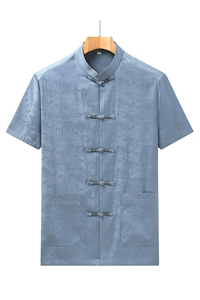 风男士套装衣服短袖唐装汉服夏季暗花纹两件套t恤CM228-P105图片