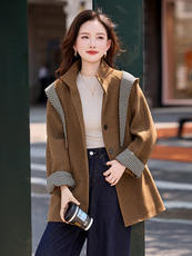毛呢外套女中长款2025秋冬新款独特超好看高级感连帽斗篷呢子大衣，女装短外套，伊仟回