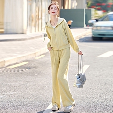 2025春季时髦洋气休闲字母印花背心连帽运动套装时尚套装三件套，女装套装/套裙，韩然一族