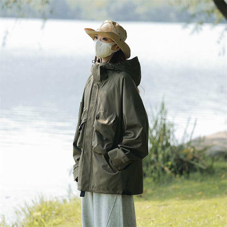 户外工装风口袋冲锋衣外套风衣男女连帽百搭休闲夹克2353-P70，男装夹克，星座1403A